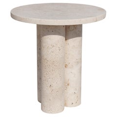 Table d'appoint ronde en travertin, dans le style de Mario Bellini, 1970