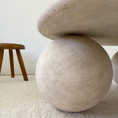 Round Travertine Stone Marble Table - Cream Round Marble Coffee Table