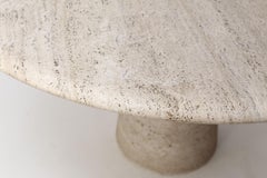 Round Travertine Table Attributed to Angelo Mangiarotti