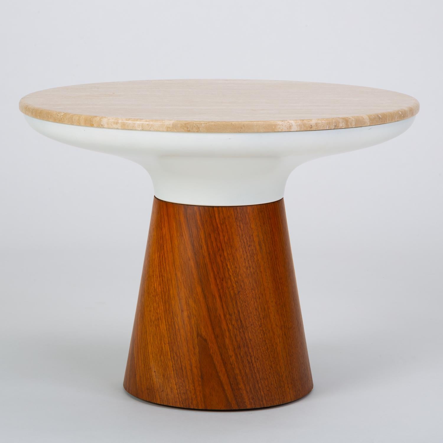 Mid-Century Modern Round Travertine Table by Frank Rohloff for Brown Saltman