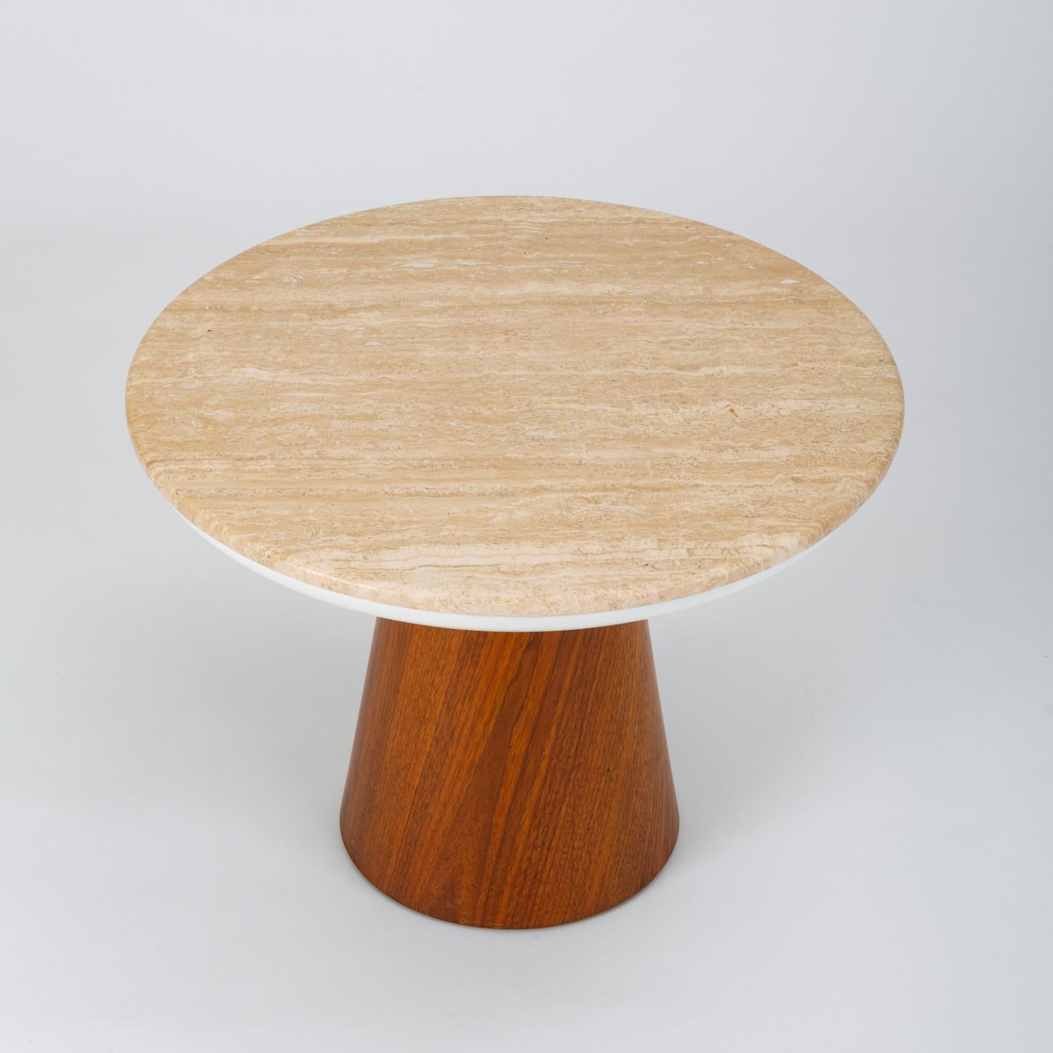 Round Travertine Table by Frank Rohloff for Brown Saltman In Good Condition In Los Angeles, CA