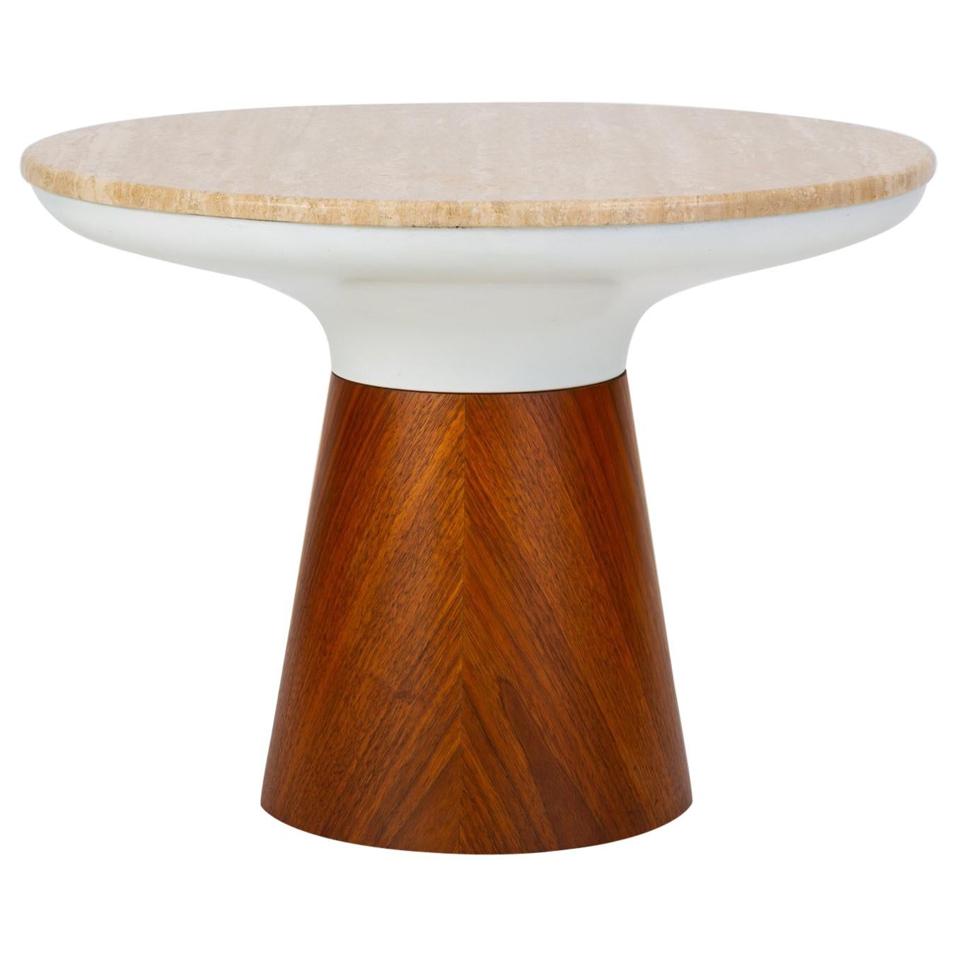 Round Travertine Table by Frank Rohloff for Brown Saltman