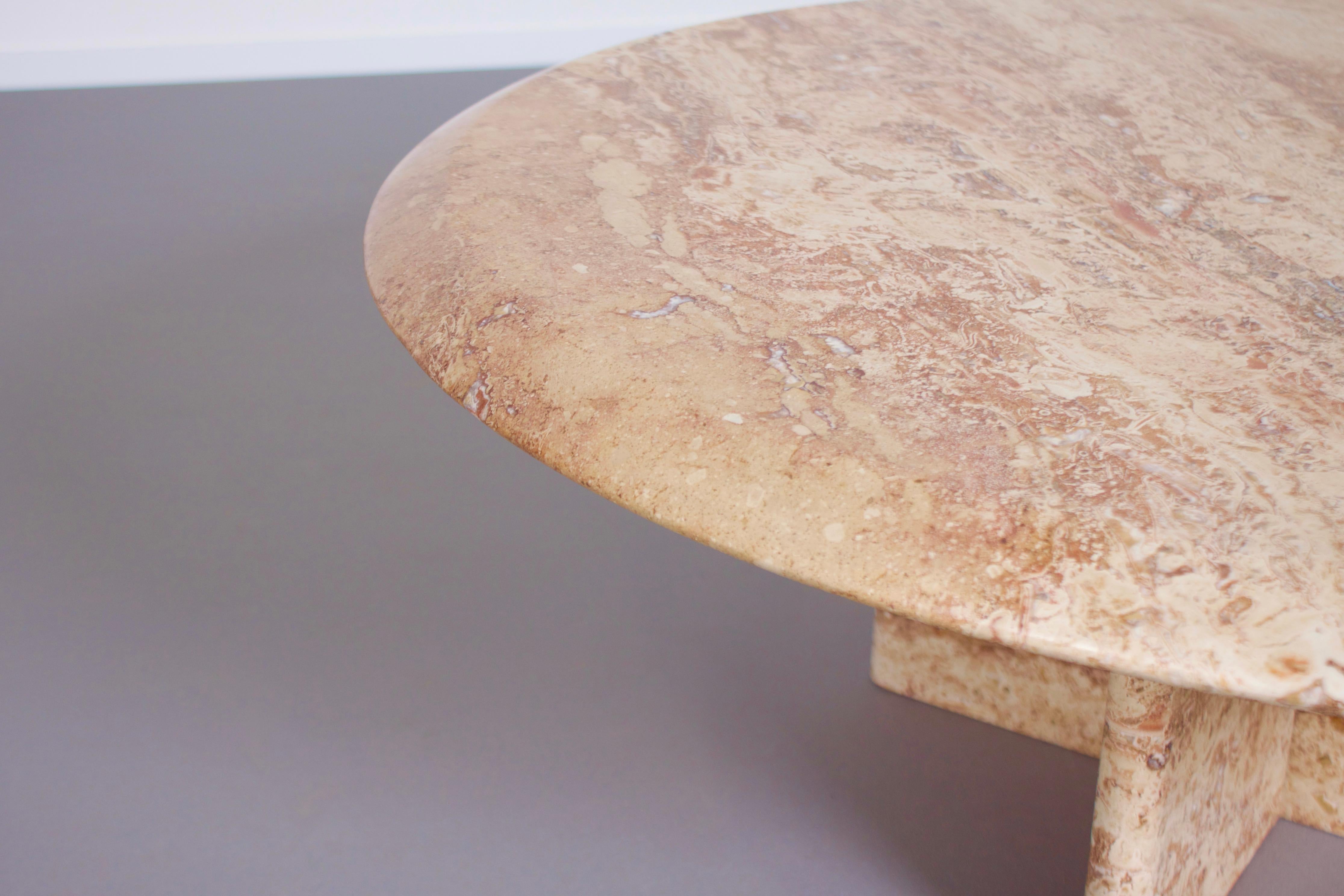 Round Travertine Up&Up Coffee Table, 1970s 1