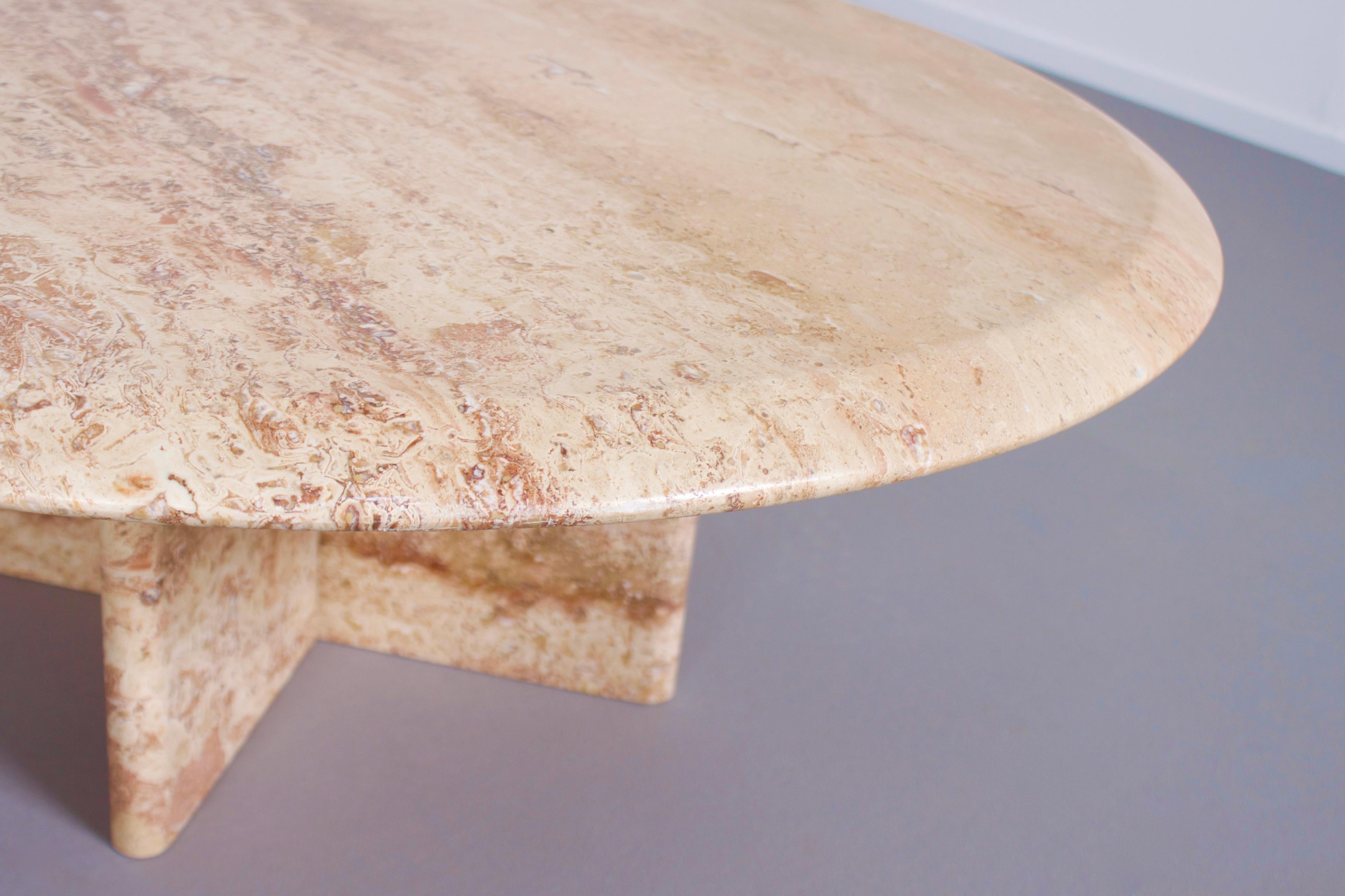 Round Travertine Up&Up Coffee Table, 1970s 2