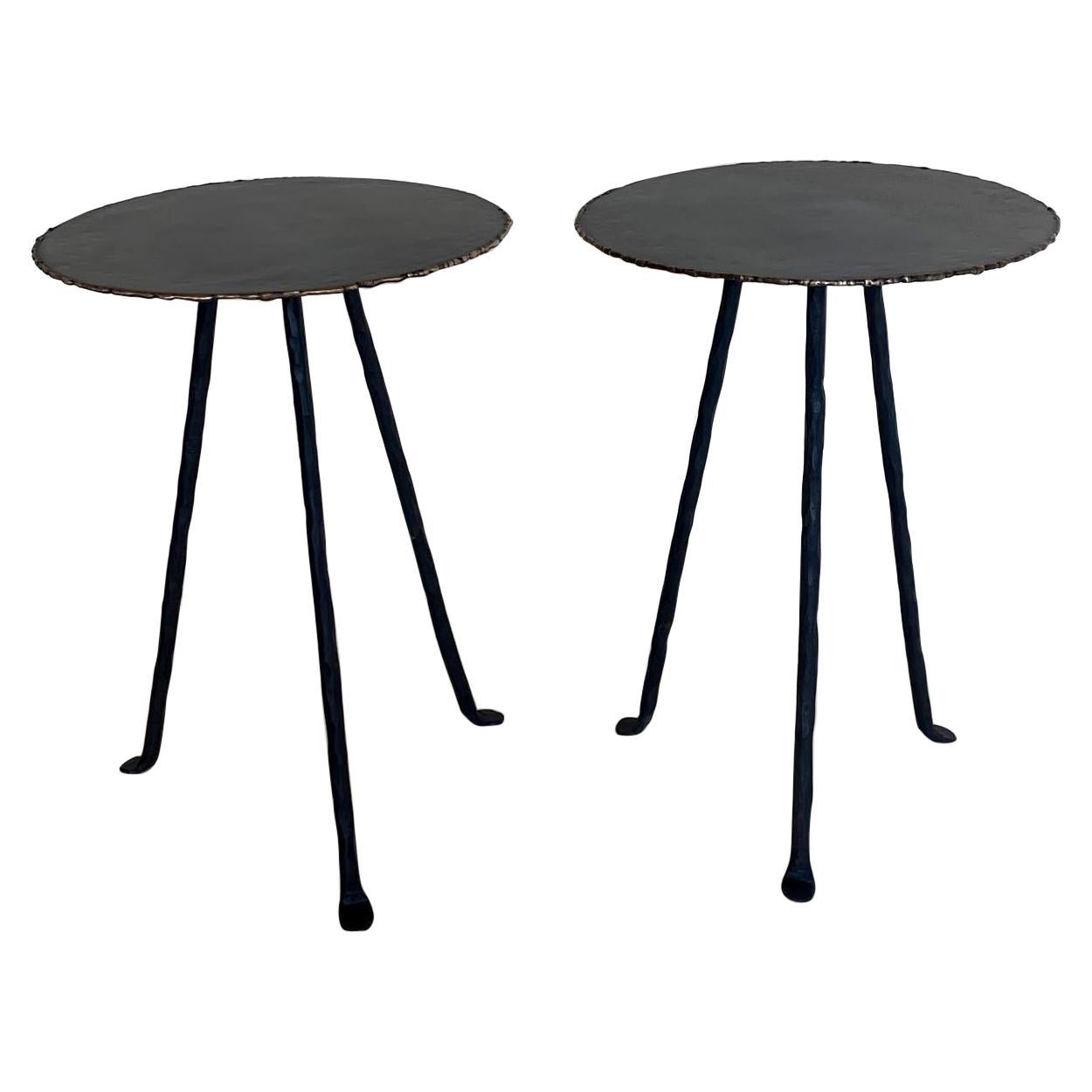 Round Tri-Pod Tables with Bronze Edge