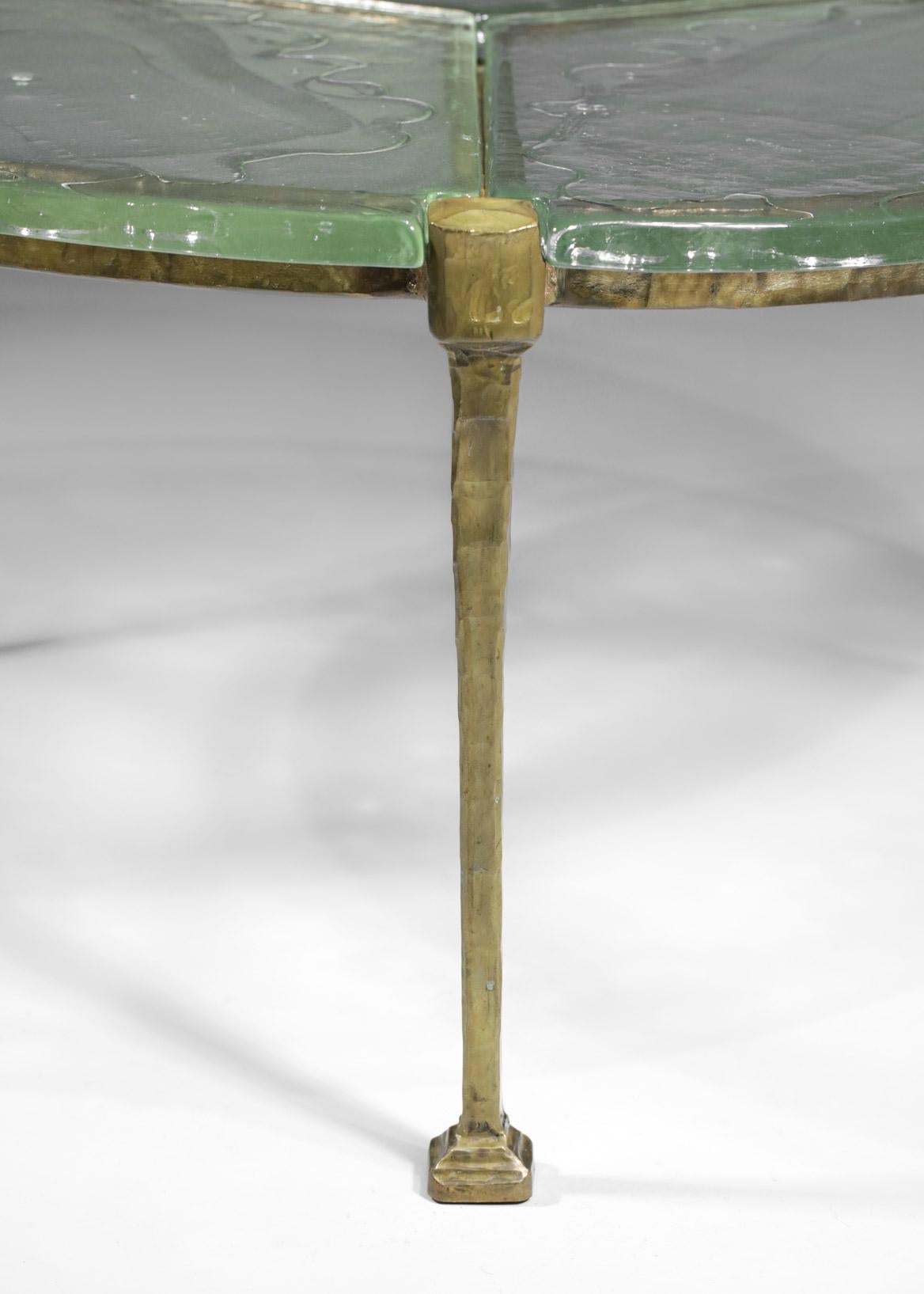 Round Tripod Coffee Table in Gilt Bronze and Glass by Lothar Klute, F395 7