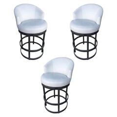 Round Tubular Chrome Bar Stool with Swivel Seat, Set of 3