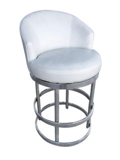 Round Tubular Chrome Bar Stool with Swivel Seat, Set of 3