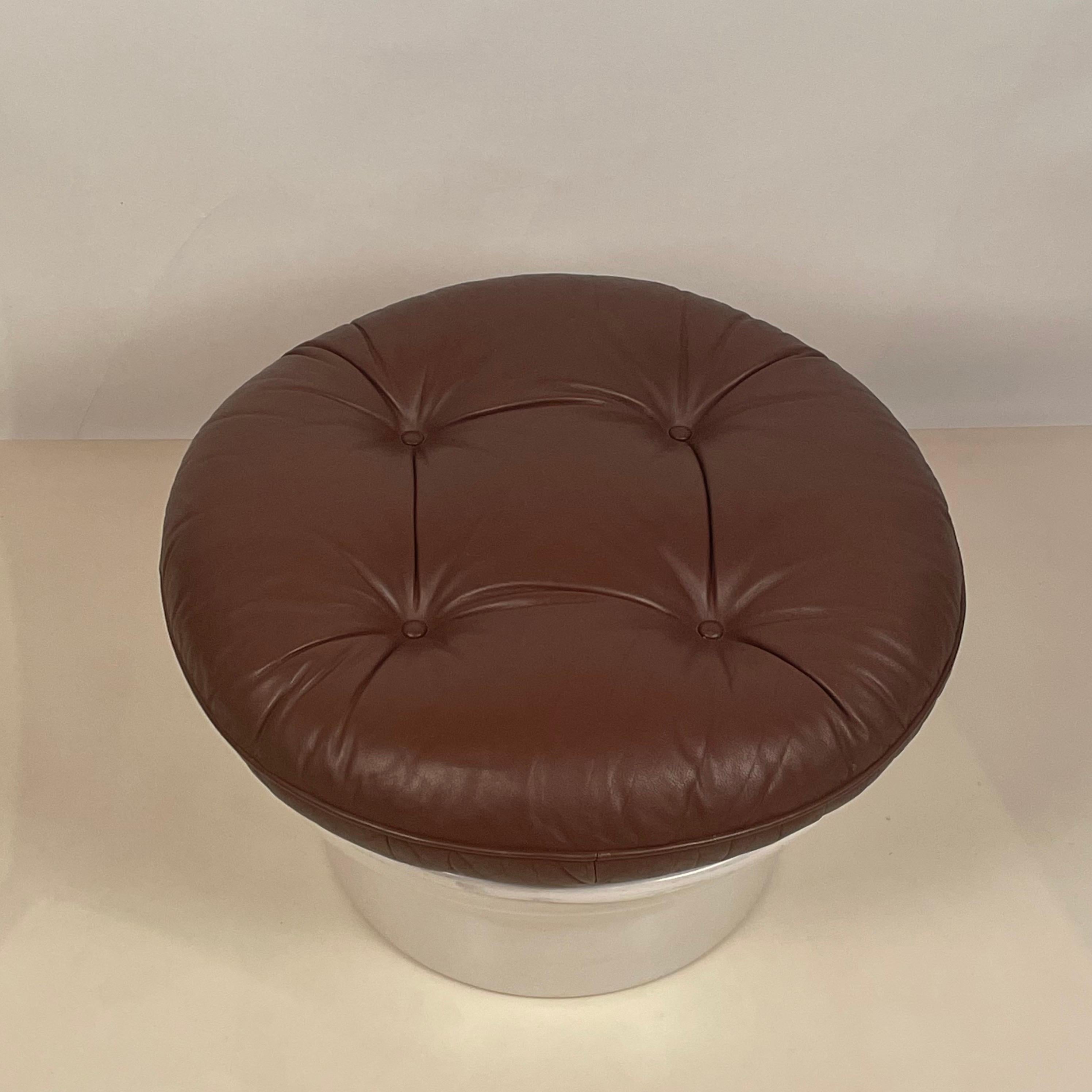 French Round Tufted 'Karate' Ottoman by Michel Cadestin for Airborne
