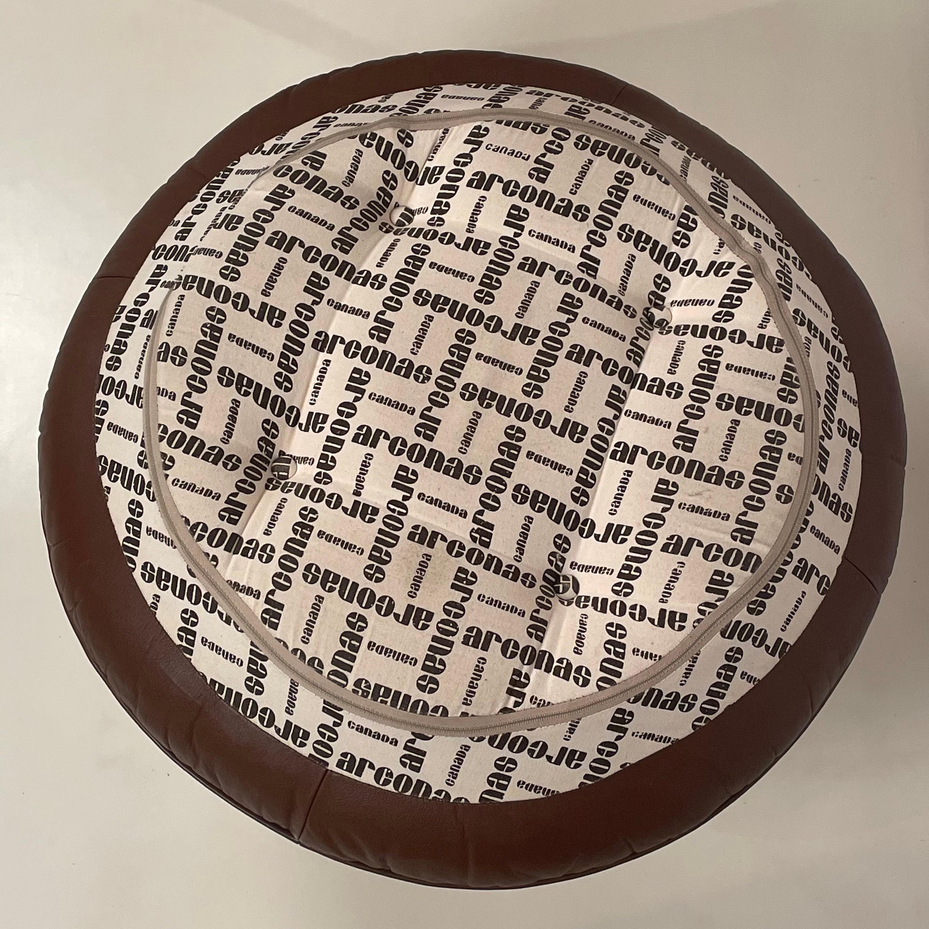 Painted Round Tufted 'Karate' Ottoman by Michel Cadestin for Airborne