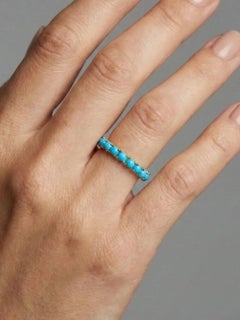Round Turquoise 14K (18K Custom) Eternity Stackable Band Ring