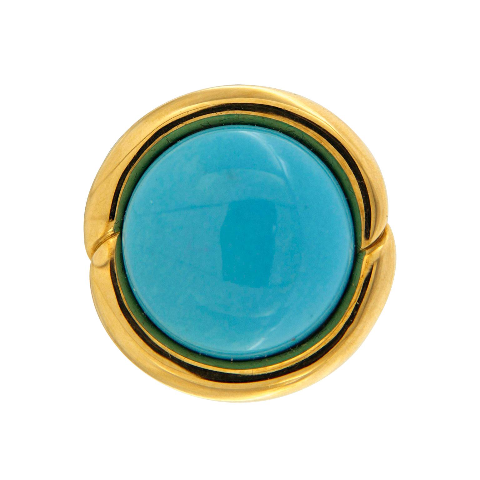 Valentin Magro Round Turquoise Gold Ring In New Condition In New York, NY