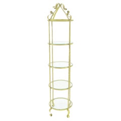 Round "Twisted rope" Style 4 Tier Metal & Glass Decorative Etagere w/Scroll Mint