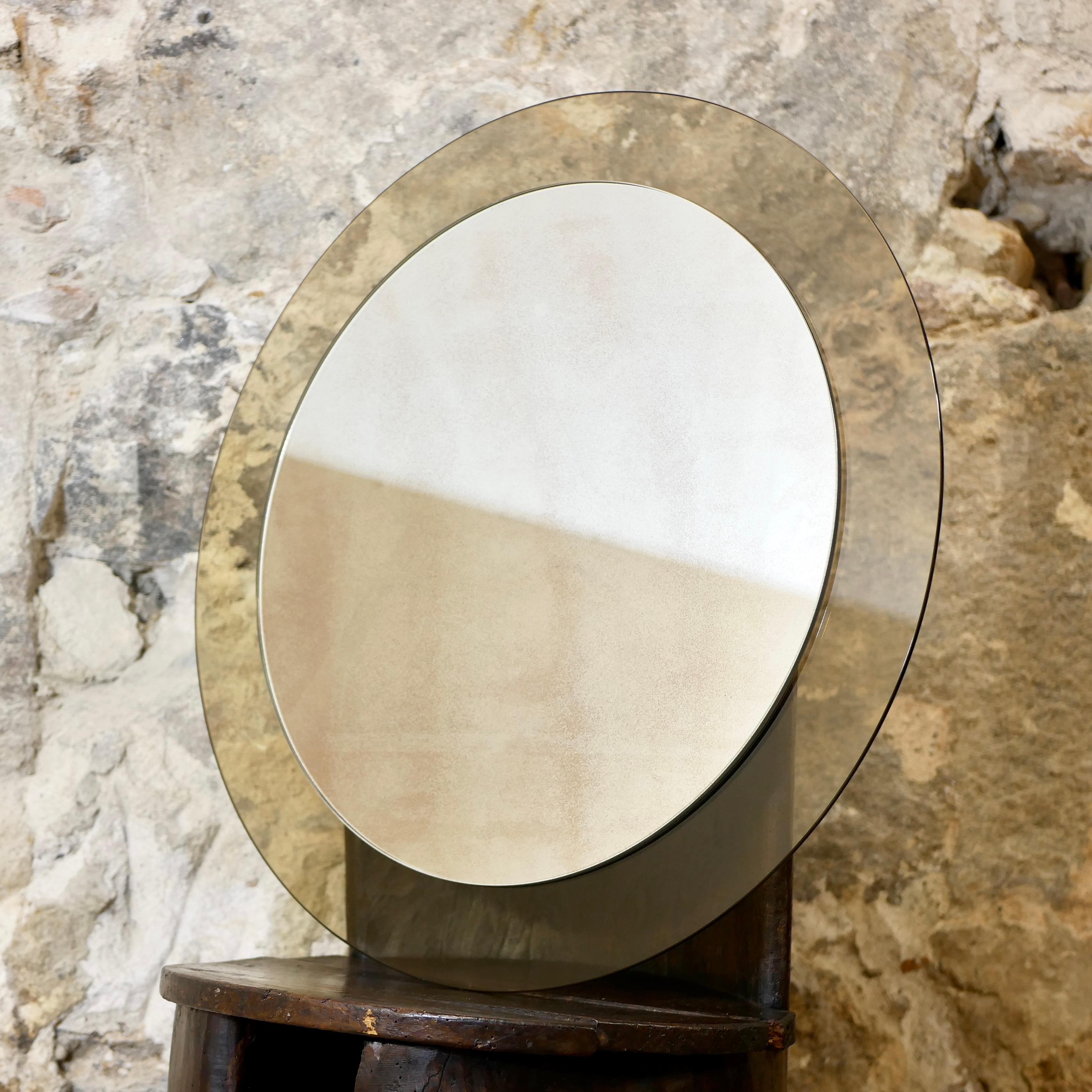 Moderne Miroir rond à deux couches par Veca, Italie, années 1970 en vente