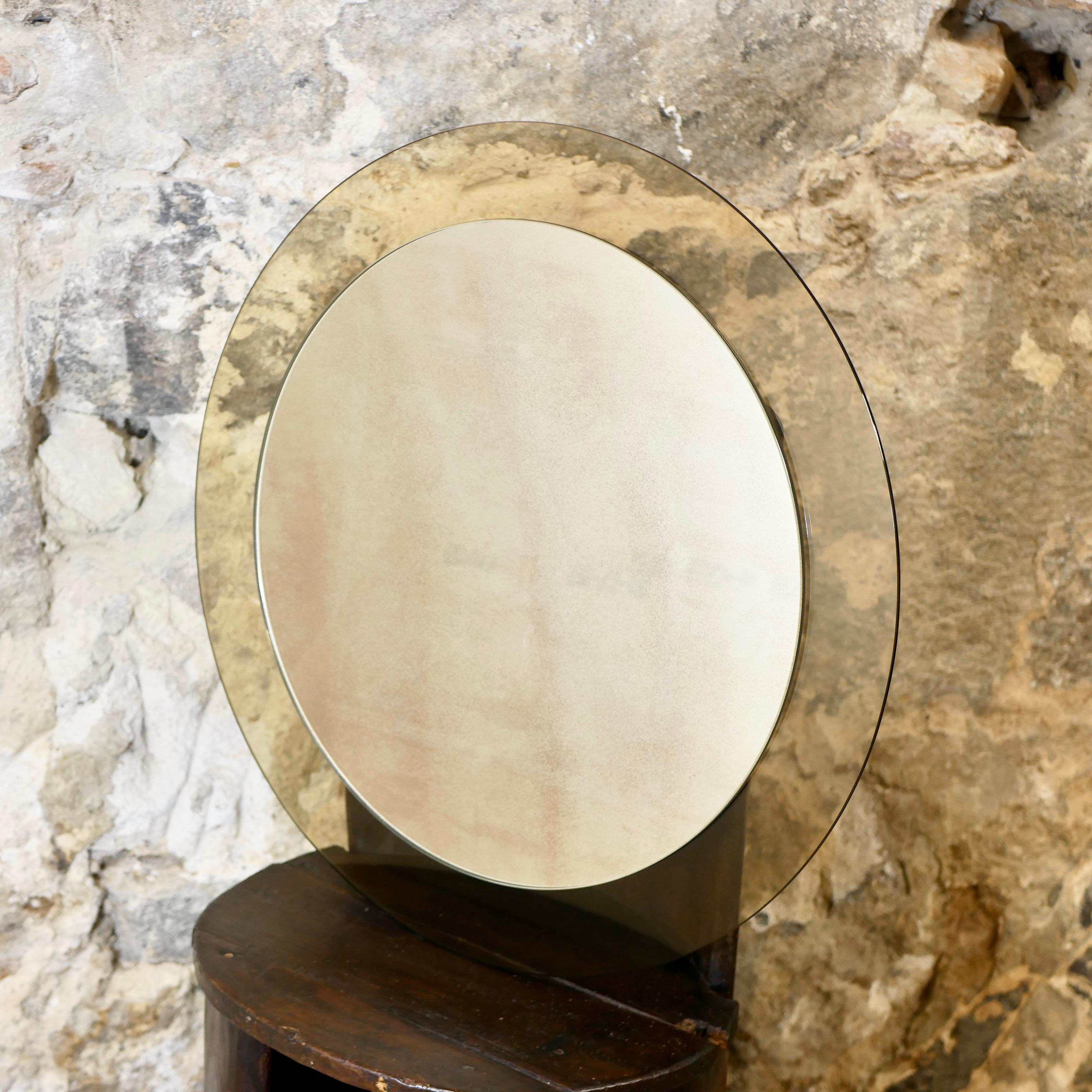 italien Miroir rond à deux couches par Veca, Italie, années 1970 en vente
