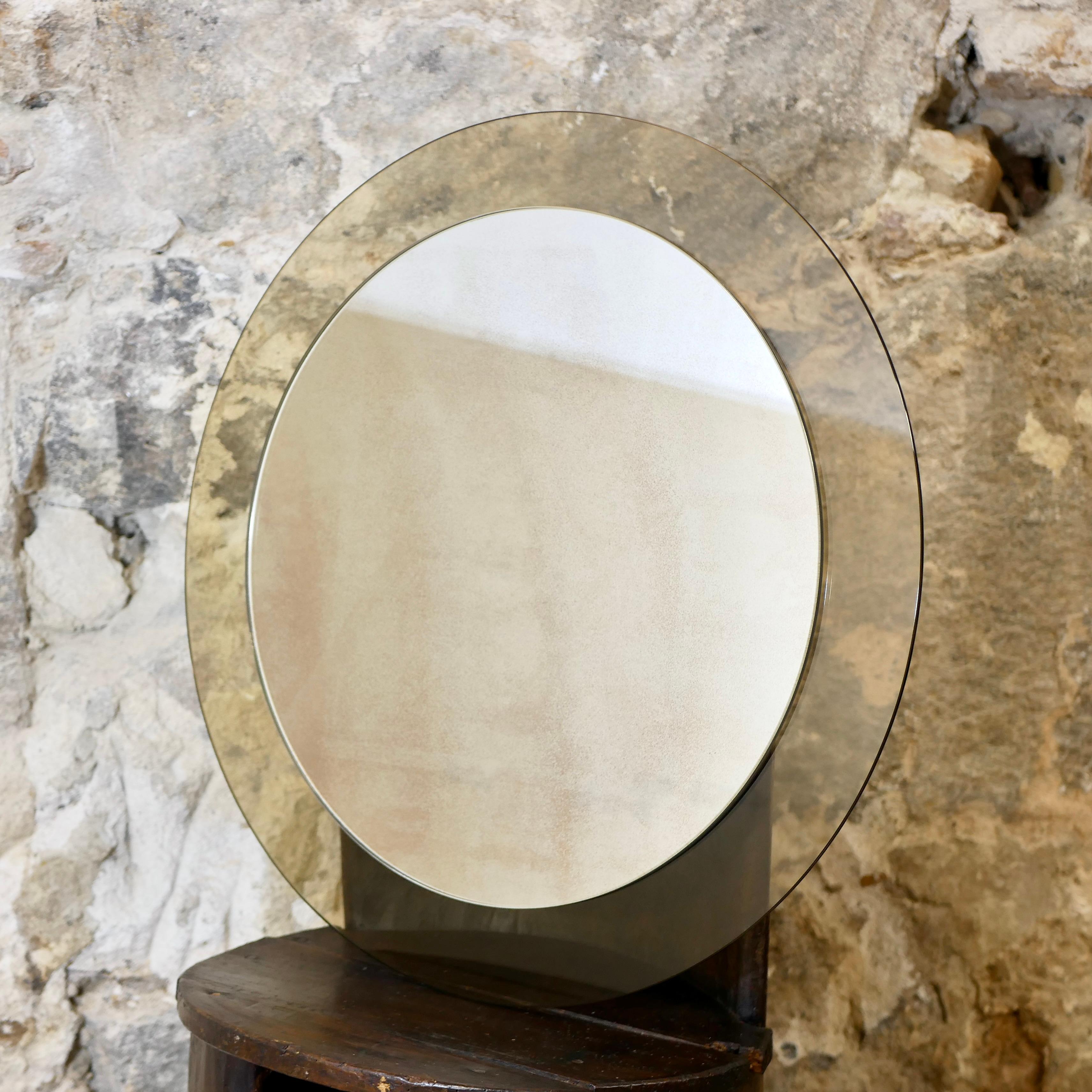 Miroir rond à deux couches par Veca, Italie, années 1970 Bon état - En vente à Lyon, FR