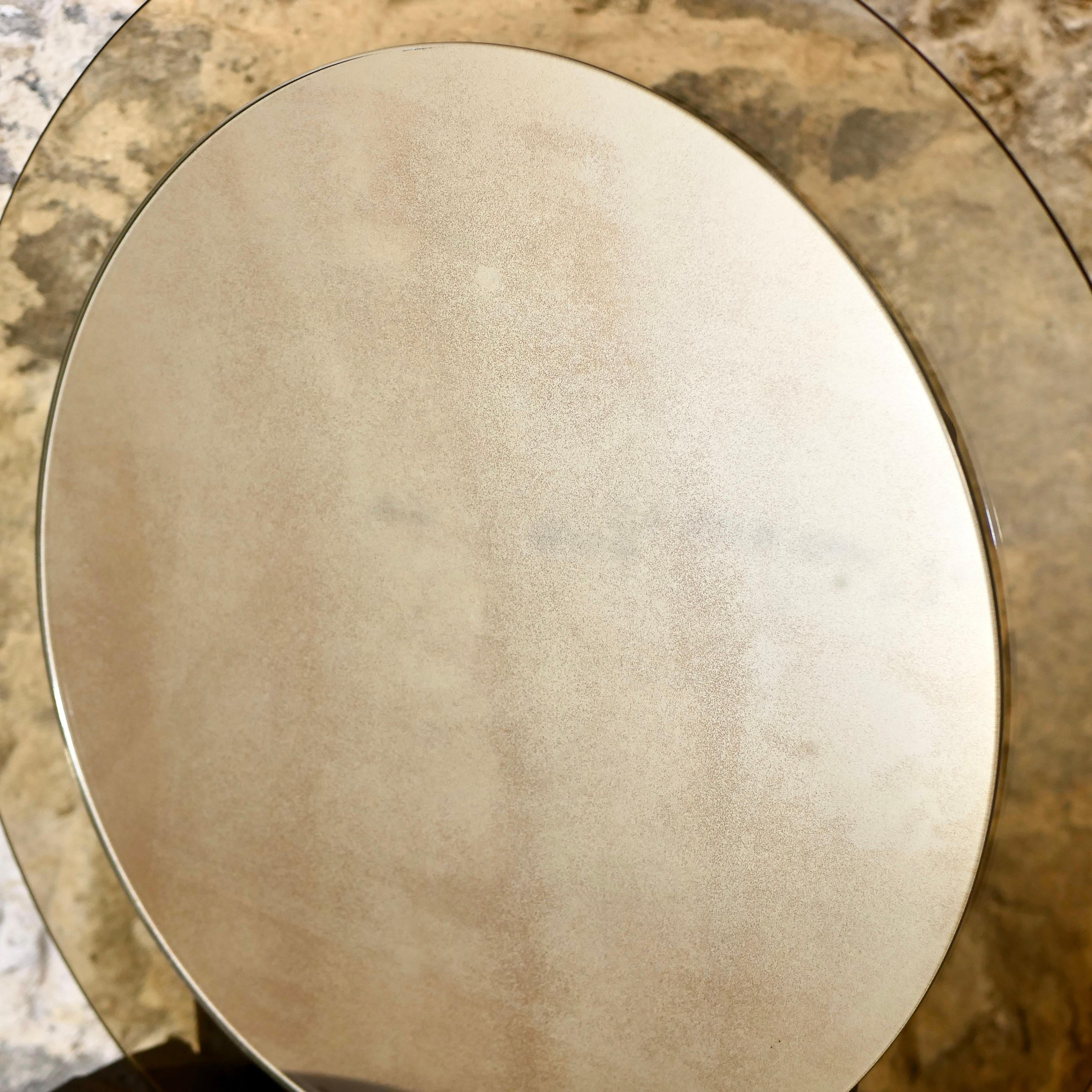 Fin du 20e siècle Miroir rond à deux couches par Veca, Italie, années 1970 en vente