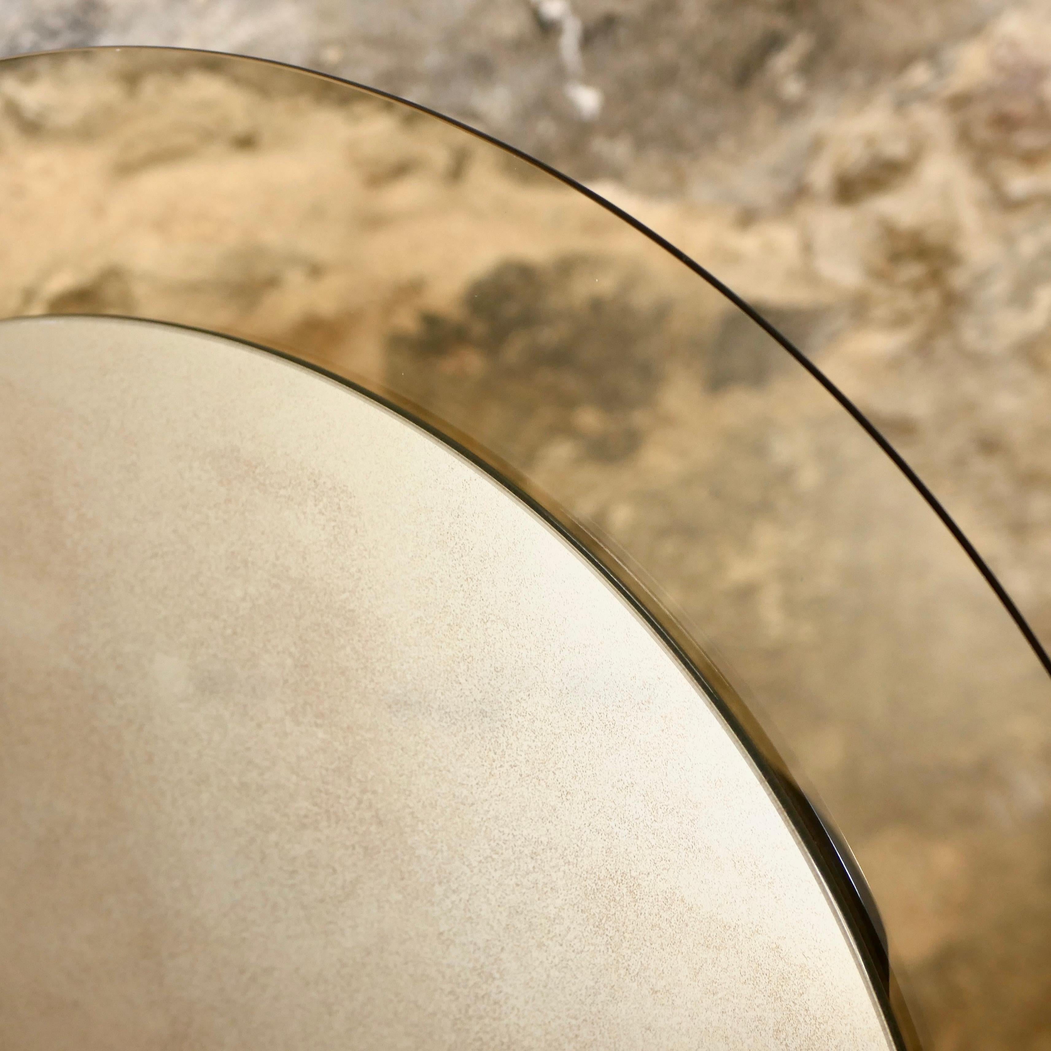 Verre Miroir rond à deux couches par Veca, Italie, années 1970 en vente