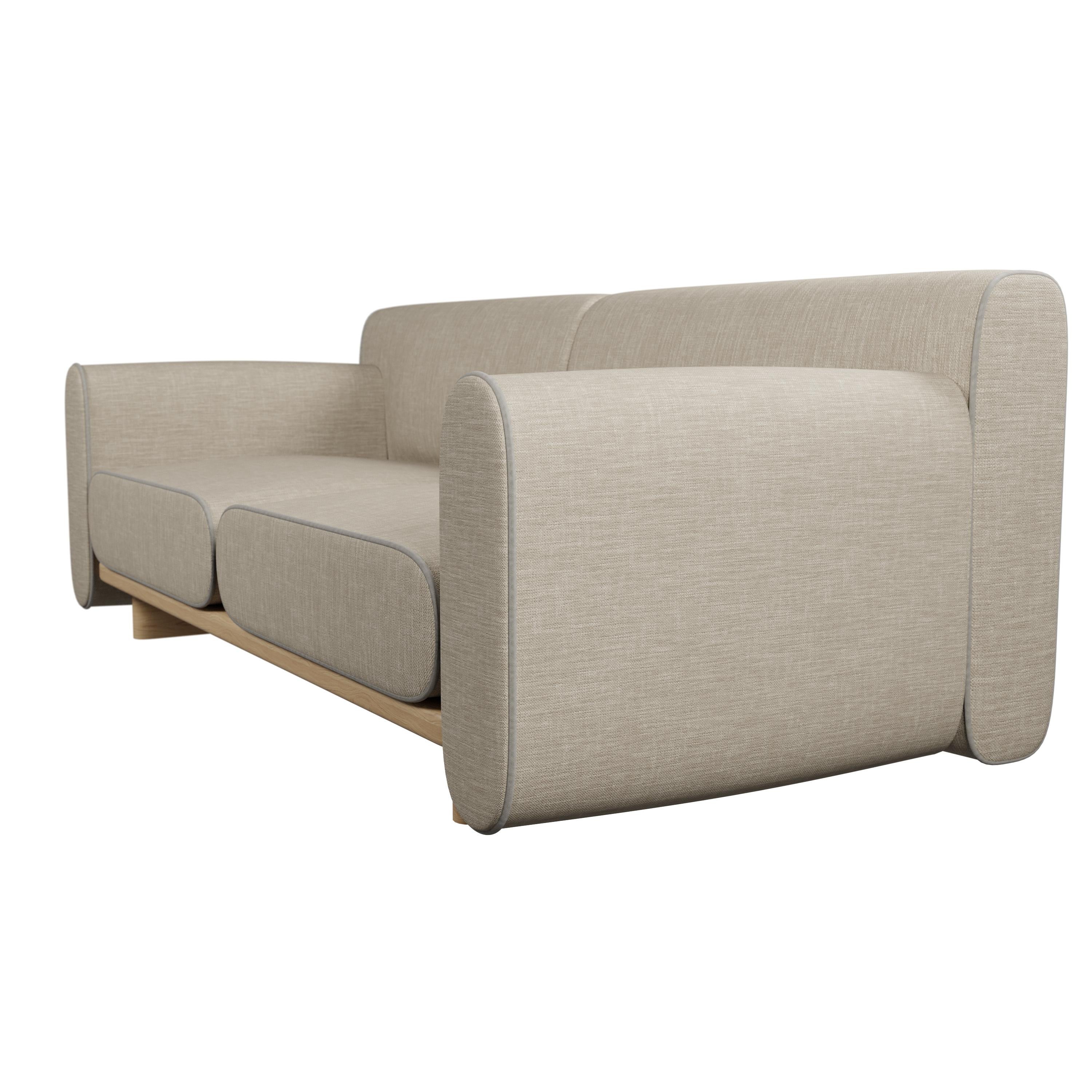 Canapé deux places Tilda avec tissage uni beige fabriqué à la main par Murmurio Neuf - En vente à Lordelo, PT