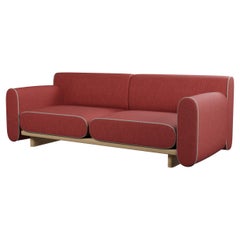 Round two-seater sofa Tilda with Cherry plain fabric handcrafted by Murmurio