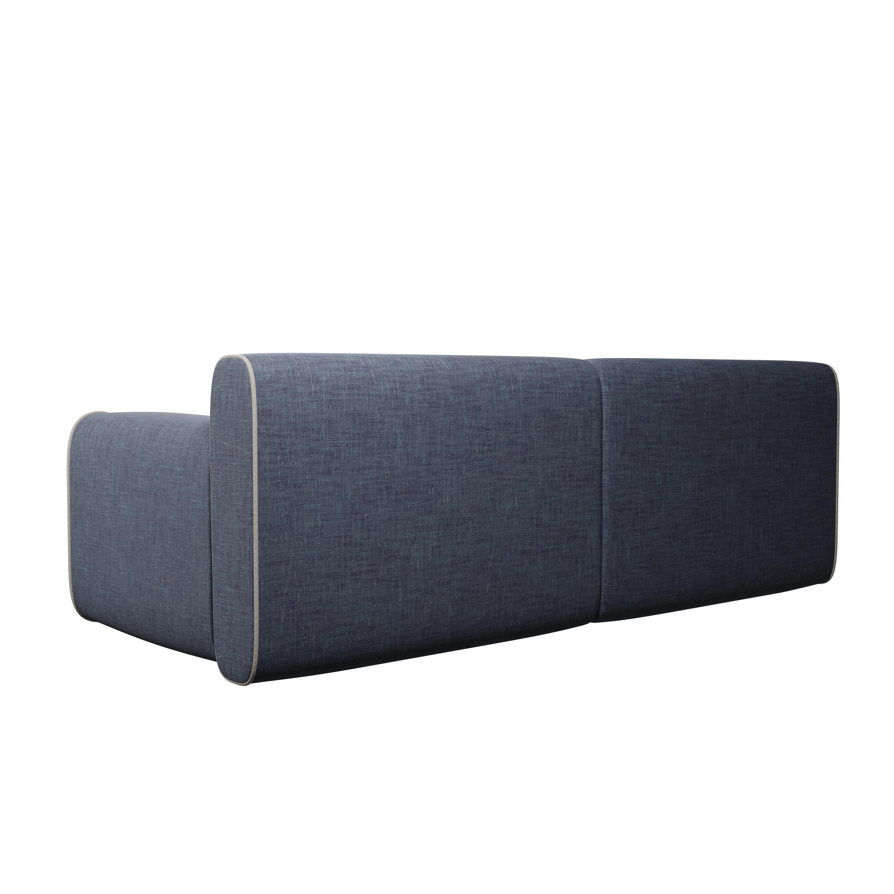 Organic Modern Round two-seater sofa Tilda with Denim plain fabric handcrafted by Murmurio For Sale