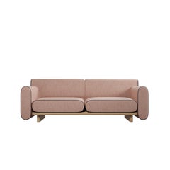 Divano rotondo a due posti Tilda con tessuto tinta unita Nude realizzato a mano da Fabrice