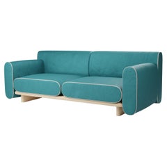 Round two-seater sofa Tilda with peacock velvet handcrafted by Murmurio