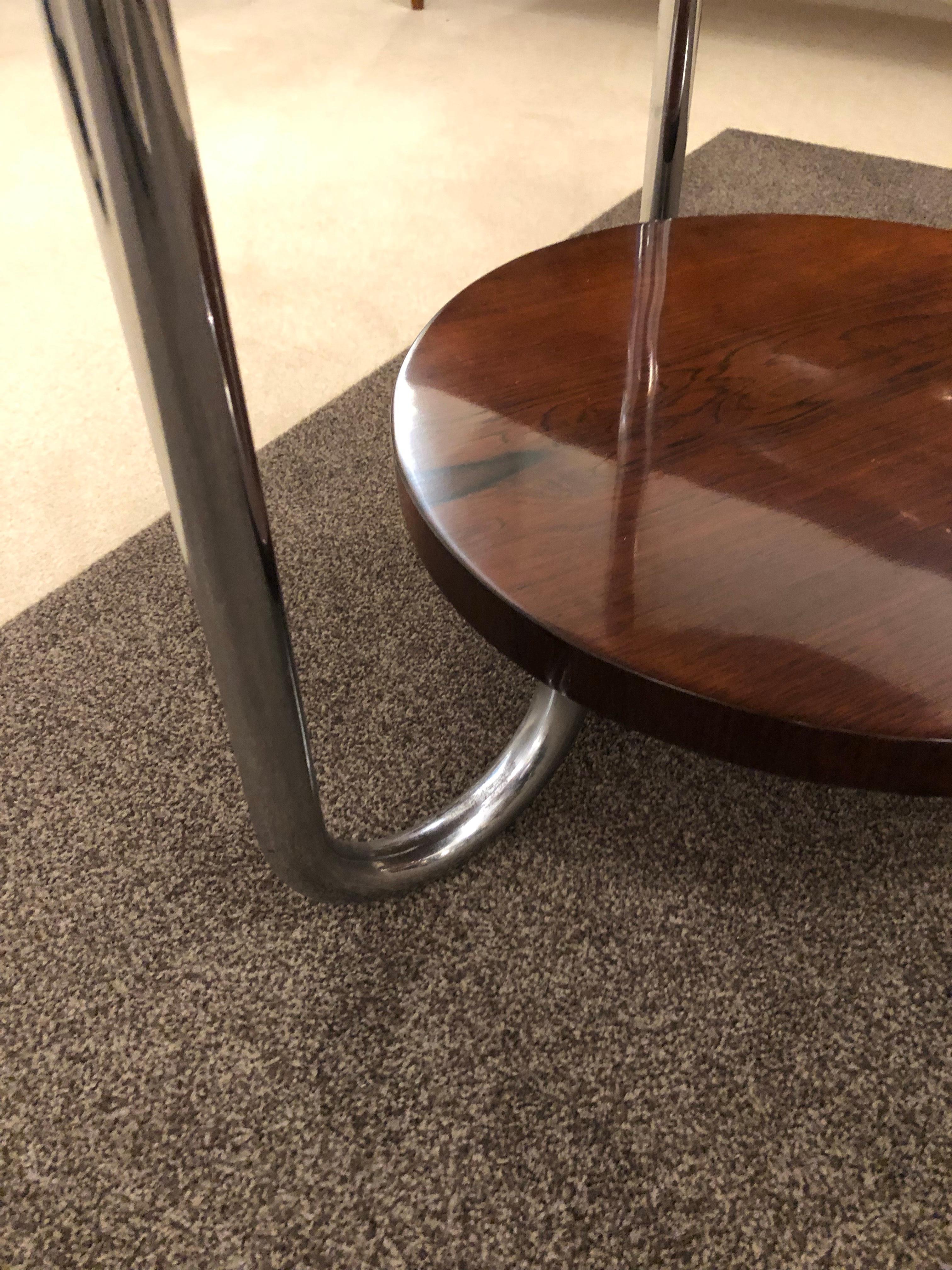 Mid-Century Modern Round Two-Tier Side Table