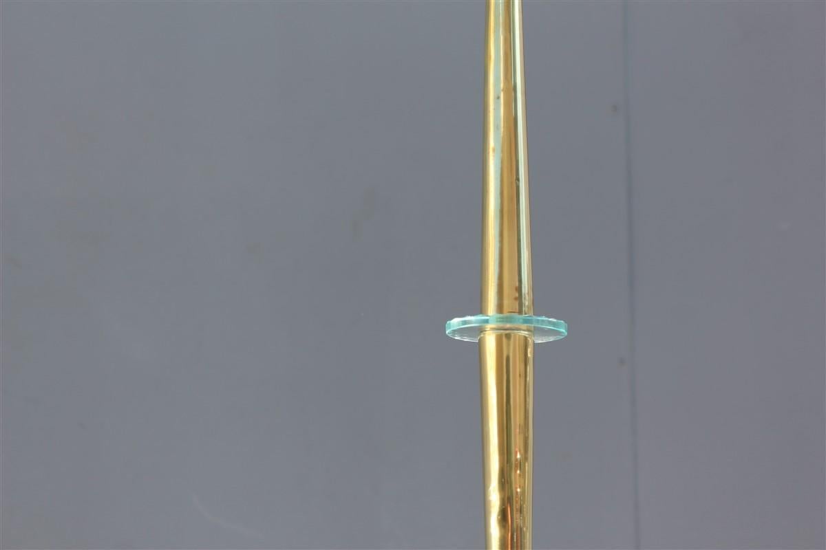 Round Ufo Midcentury Chandelier Cristal Arte Italian Design Curved Glass Brass For Sale 4