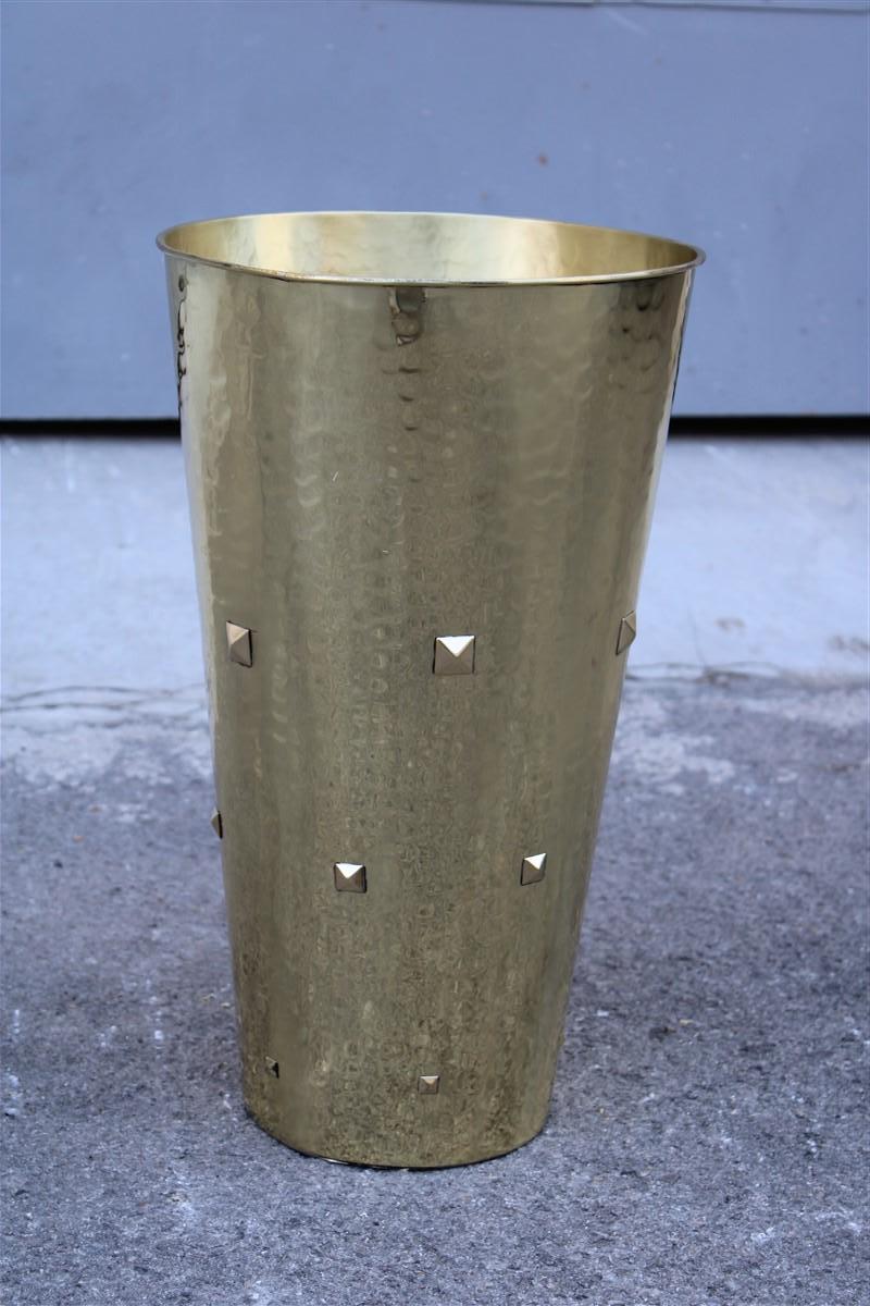 Mid-Century Modern Round Umbrella Italian Stand from the 1950s in Hard Brass with Studs For Sale