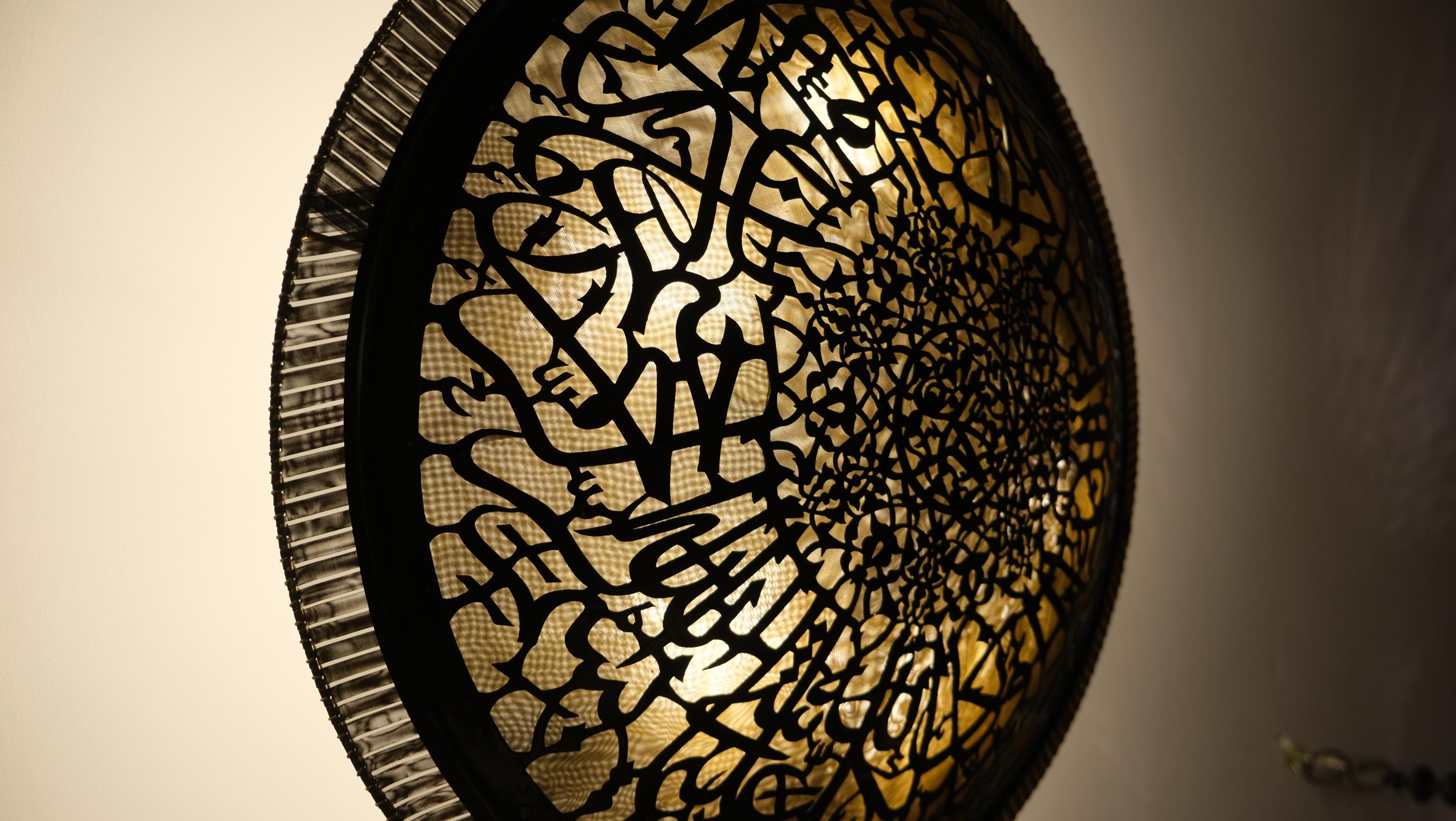 Round unique chandelier with Arabic pattern by Palena Furniture In Excellent Condition For Sale In Istanbul, TR