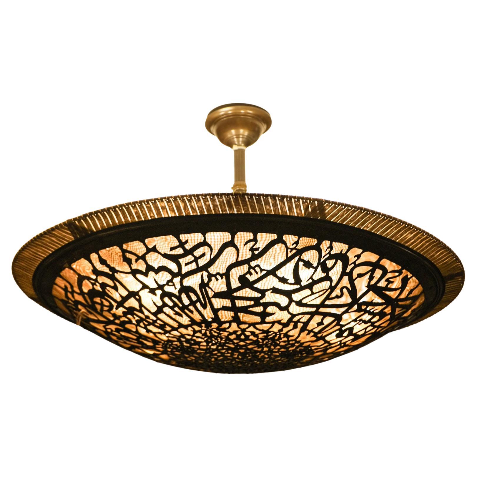 Round unique chandelier with Arabic pattern by Palena Furniture For Sale
