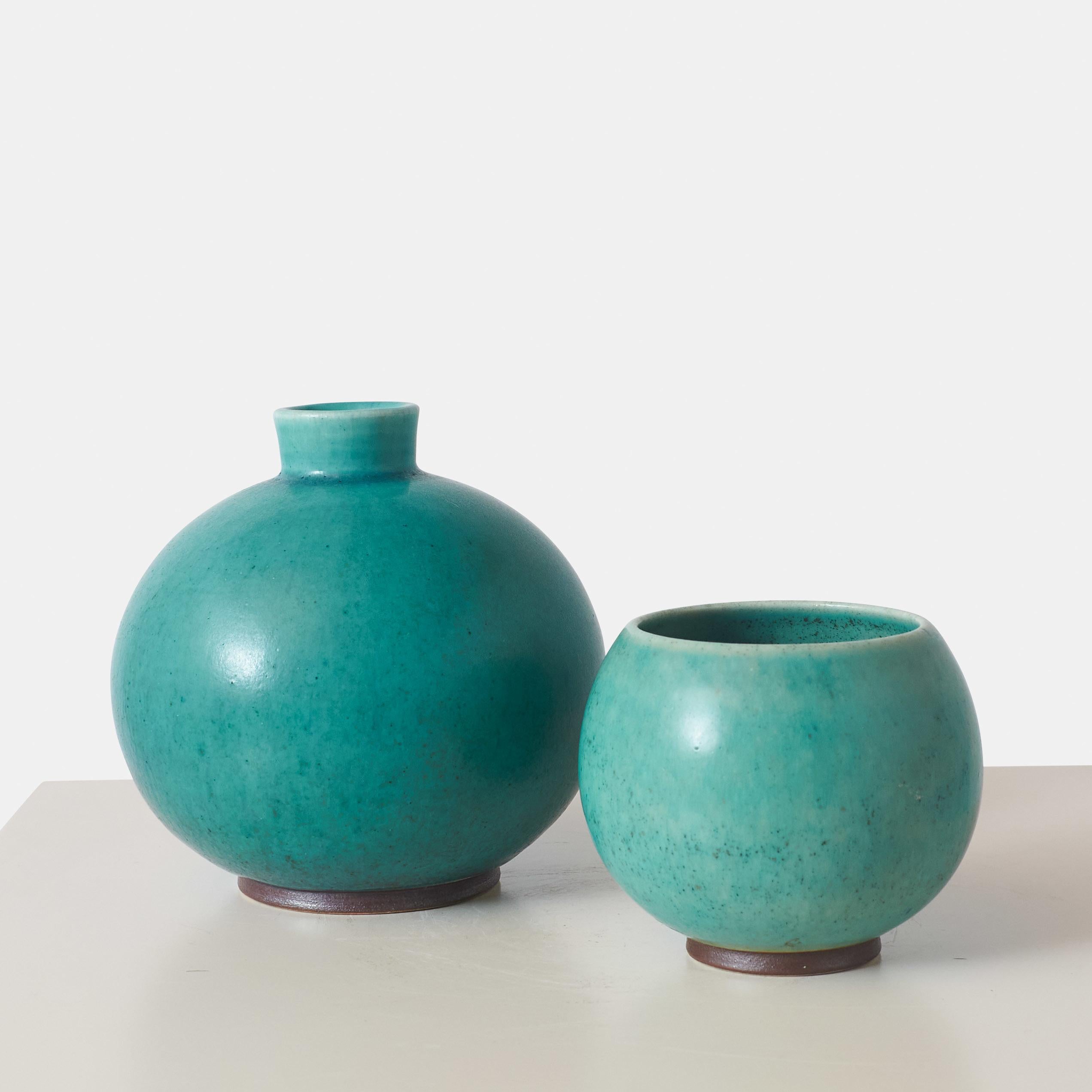 Glazed Round Vase by Eva Stæhr Nielsen for Saxbo For Sale