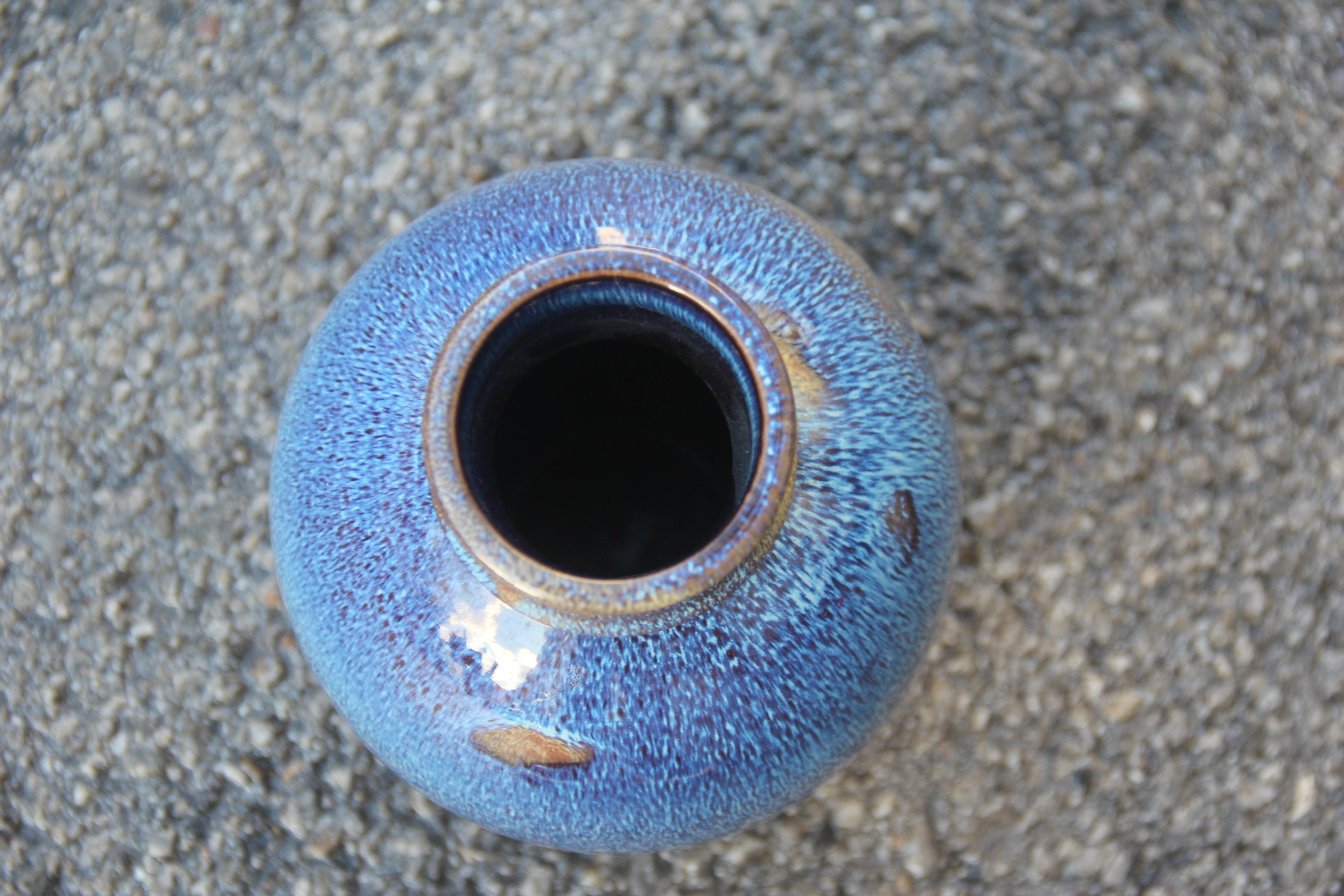 Round Vase Ceramic Blue Color Ernestine Italian Design, 1960s In Good Condition For Sale In Palermo, Sicily