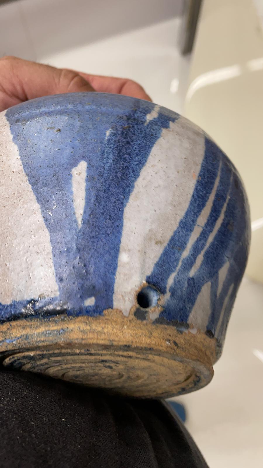 Round Vase in Swirling Shades of Blue Ceramic Art Pottery Modern Design, 1980s 7