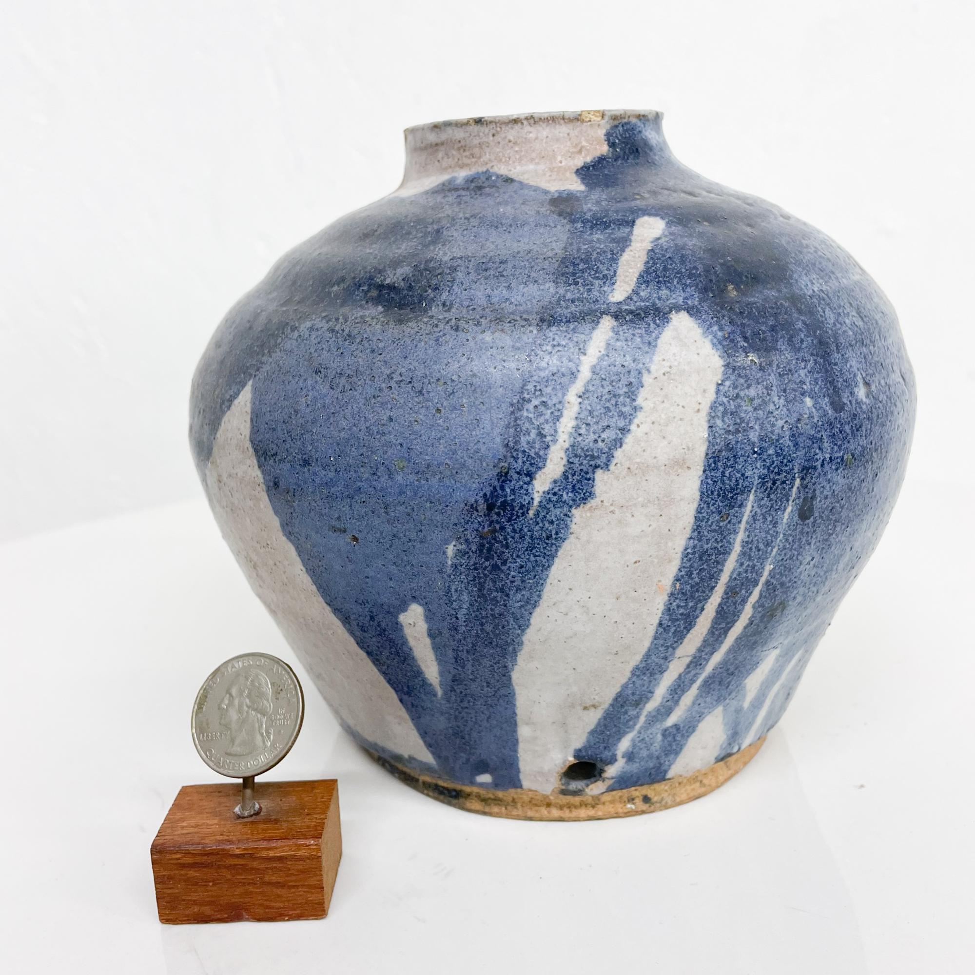 Round Vase in Swirling Shades of Blue Ceramic Art Pottery Modern Design, 1980s 1