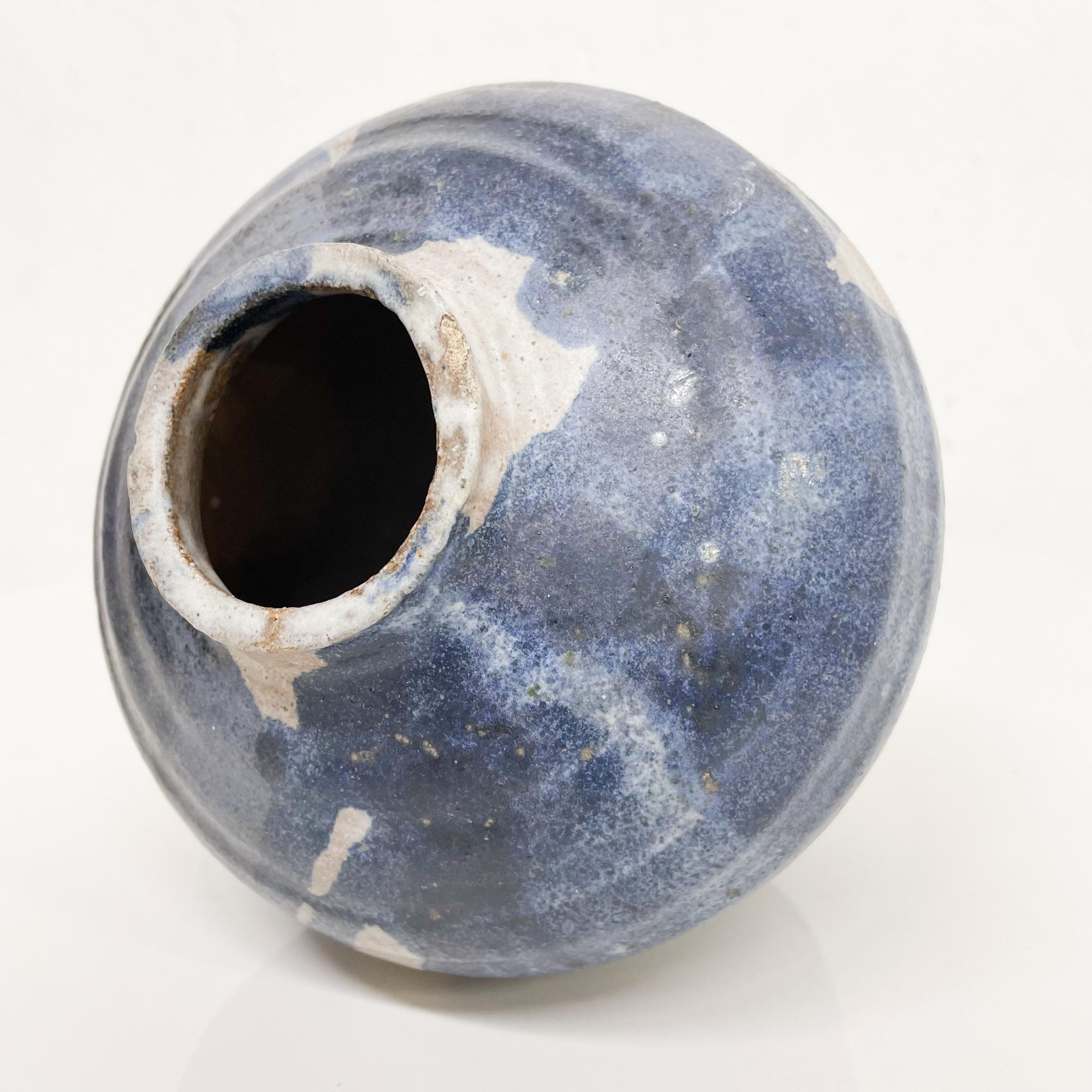 Round Vase in Swirling Shades of Blue Ceramic Art Pottery Modern Design, 1980s 2
