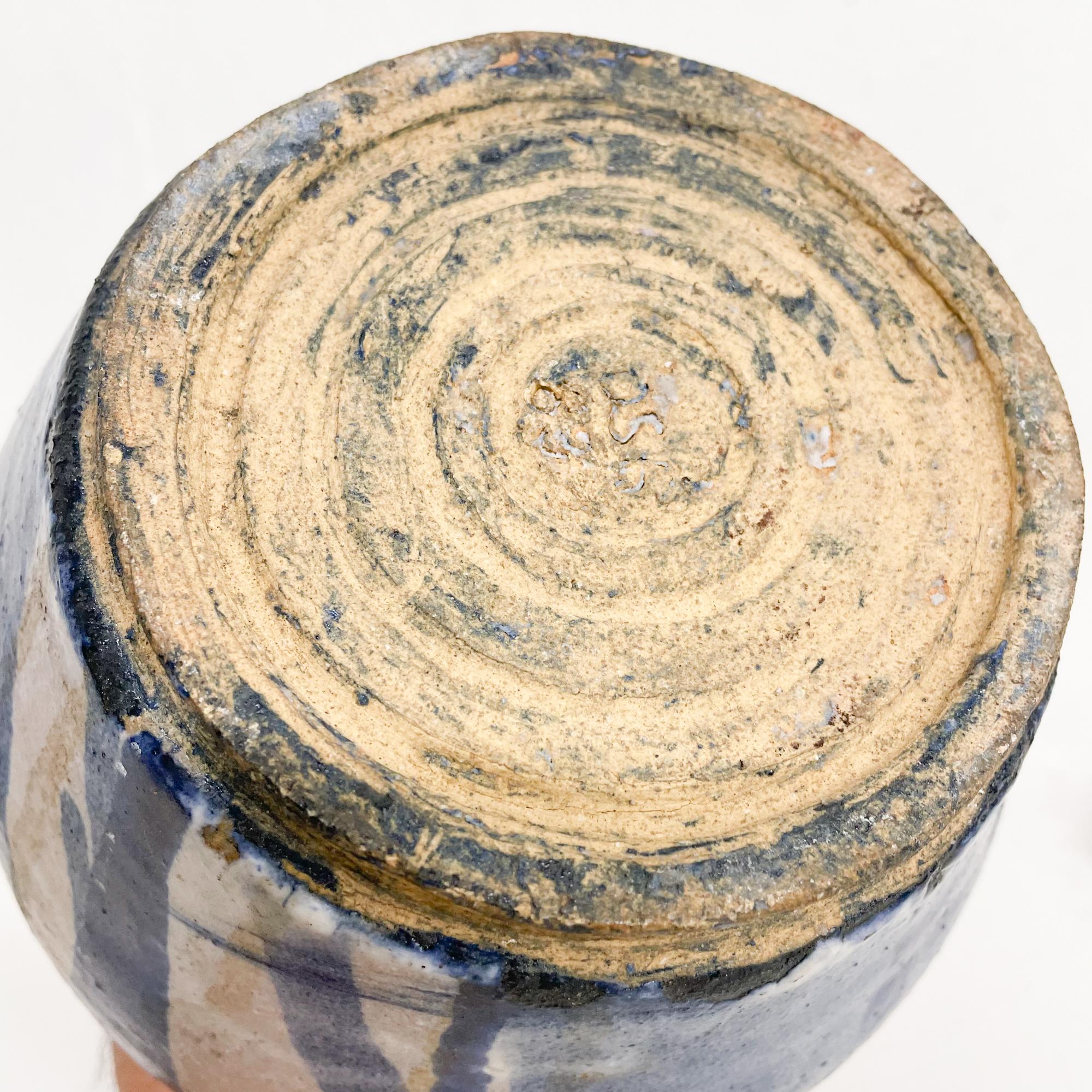 Round Vase in Swirling Shades of Blue Ceramic Art Pottery Modern Design, 1980s 4
