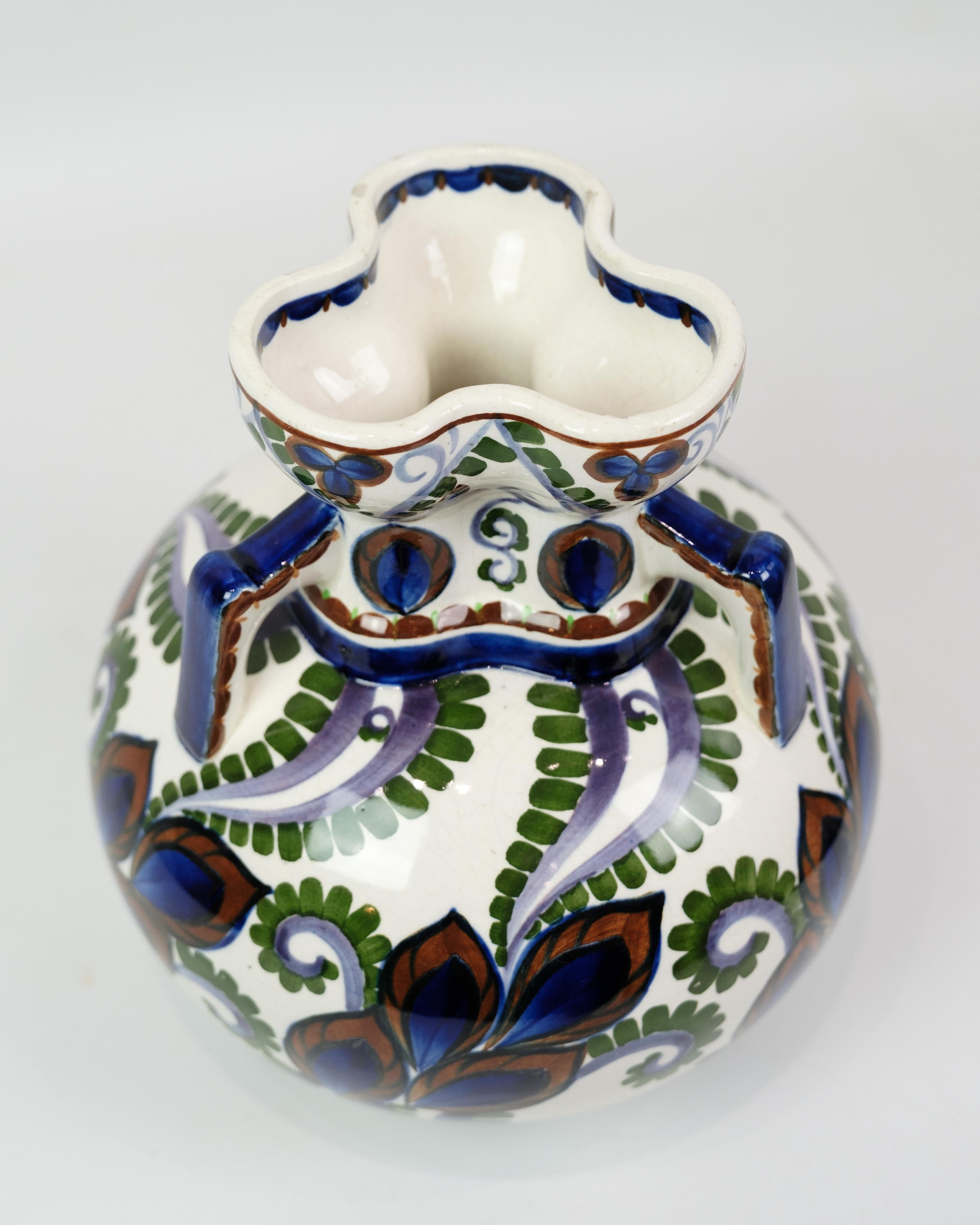 Hand-Painted Round Vase Model 593/147 By Harald Slott-Møller For Aluminia
