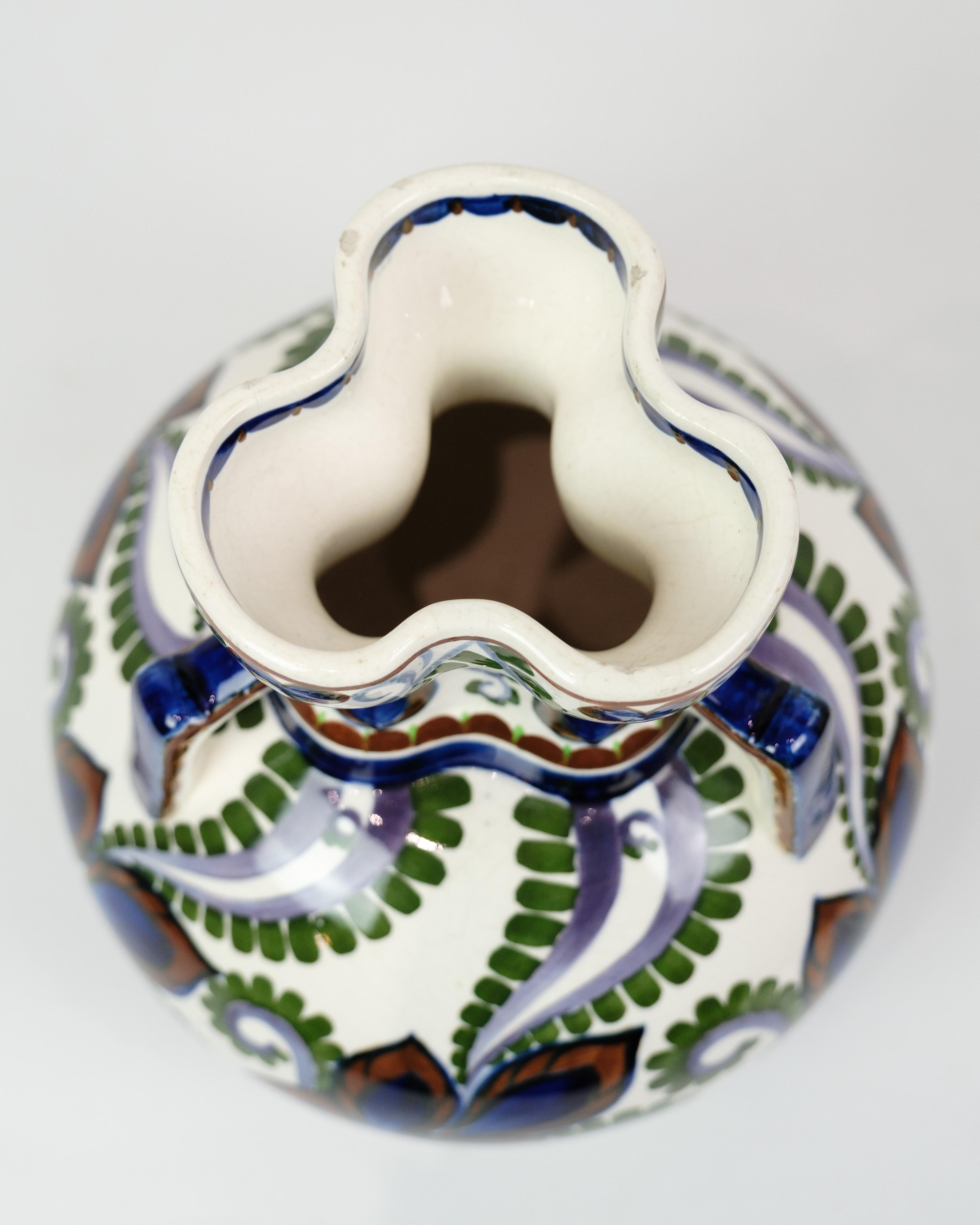 Round Vase Model 593/147 By Harald Slott-Møller For Aluminia In Good Condition In Lejre, DK