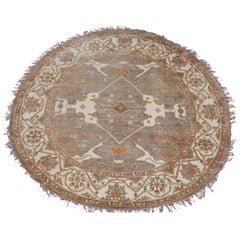 Round Vegetable Dyed Oushak Rug