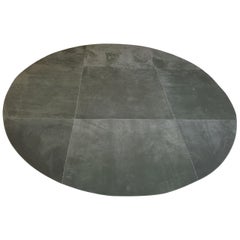 Round Velvet Leather Rug