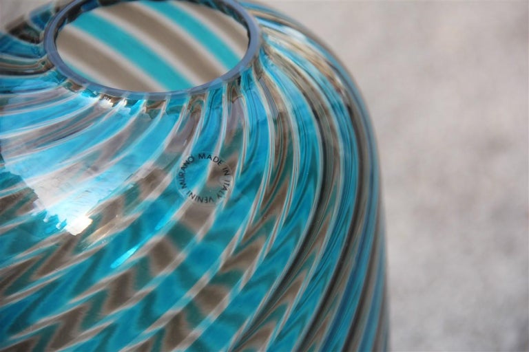 Late 20th Century Round Venini Vase Murano Glass 1985 Multi-Color Italian Design For Sale