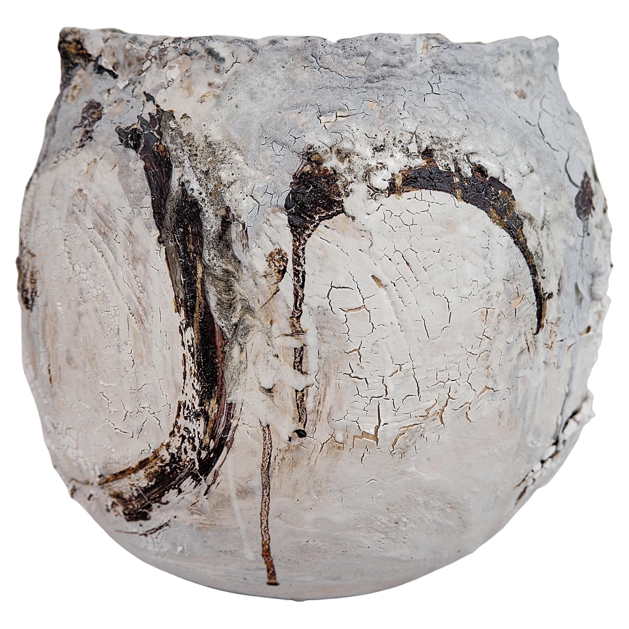 Vesta Concrete Vase in Detritus Pattern, Handmade Organic Modern Vessel