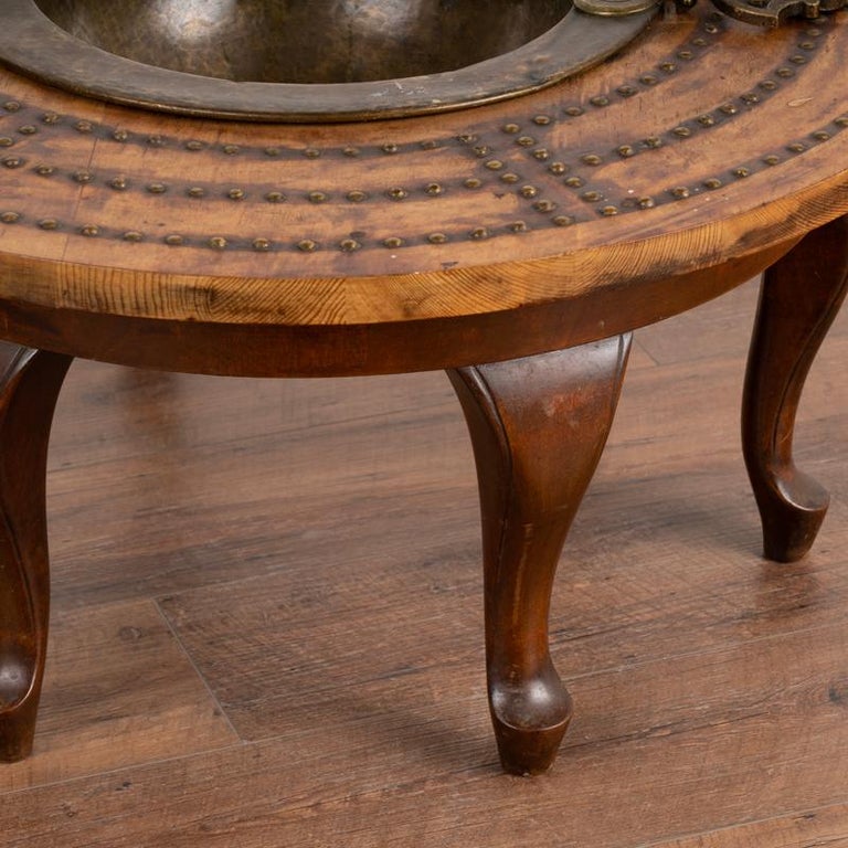 Round Vintage Coffee Table Smoking Table With Removable Metal Tray or Large Ash For Sale at 1stDibs