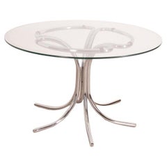 Round Vintage Glass Table 1970s Italian Design