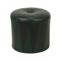 Round Vintage Green Black Pouf Two-tone Skai Sixties