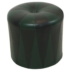 Pouf rotondo Greene & Greene & Greene nero bicolore Skai anni '60