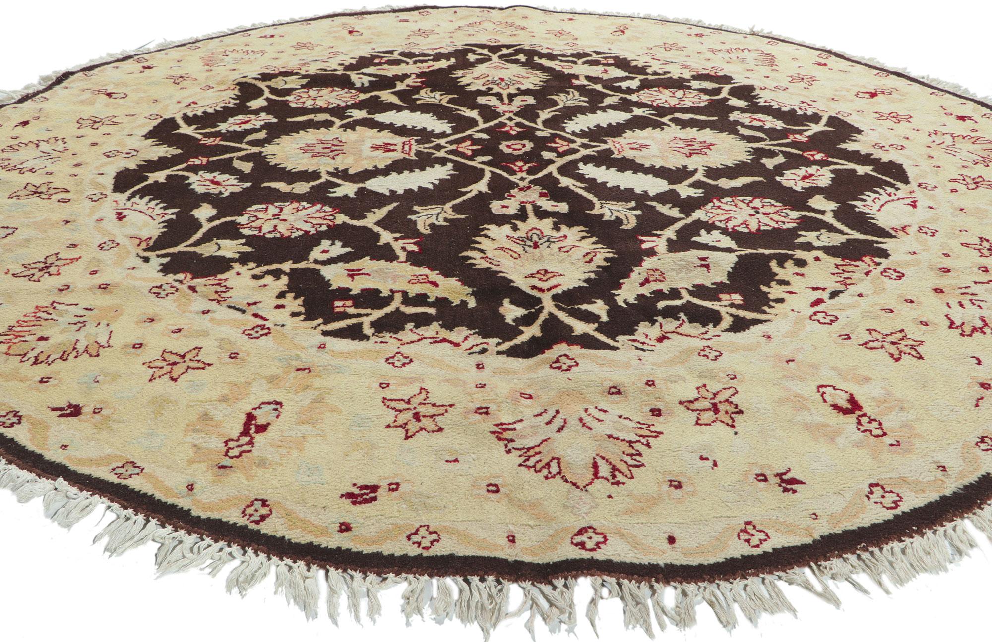 Runder indischer Vintage-Teppich im traditionellen persischen Stil (Indisch) im Angebot