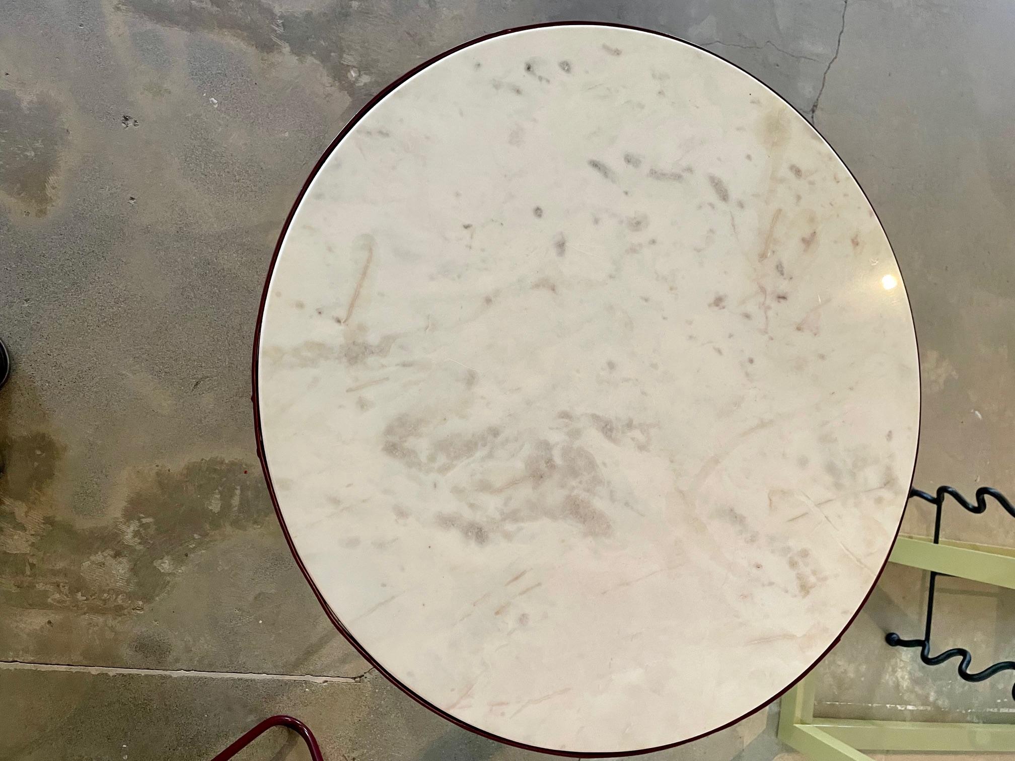 Powder-Coated Round Vintage Marble Coffee Table